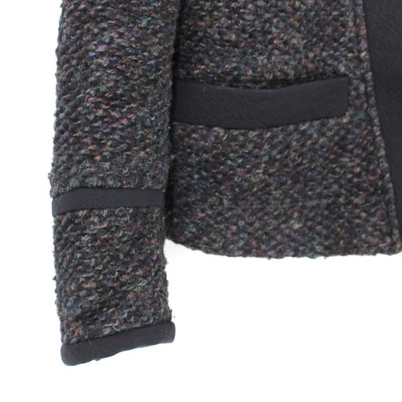 IRO Cydney Black Multicolor Tweed Jacket Boucle Wool Shawl Neck Blazer 40 Medium - Picture 4 of 9